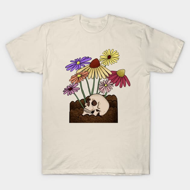 flower garden with skull T-Shirt by tris96mae